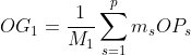 OG_{1}=\frac{1}{M_{1}}\sum_{s=1}^{p}m_{s}OP_{s}